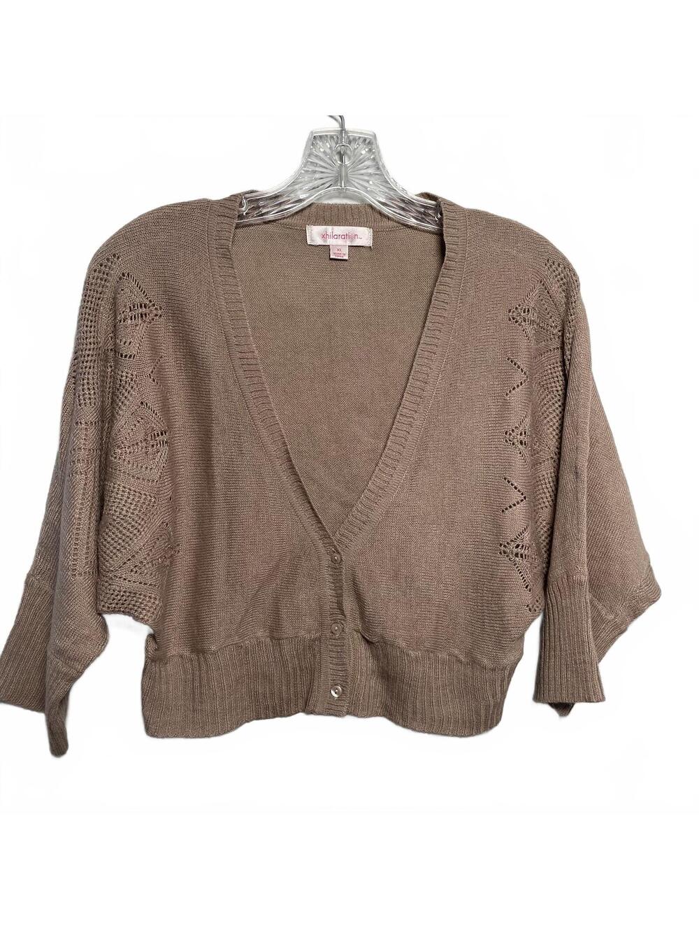 Y2K Delicate Mauve Cropped Shrug Deep V Cardigan Sweater Size XL
